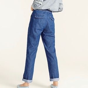 PETITE TIE-WAIST DENIM CAMP PANT- NWT